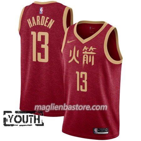 Maglia NBA Houston Rockets James Harden 13 2018-19 Nike City Edition Rosso Swingman - Bambino